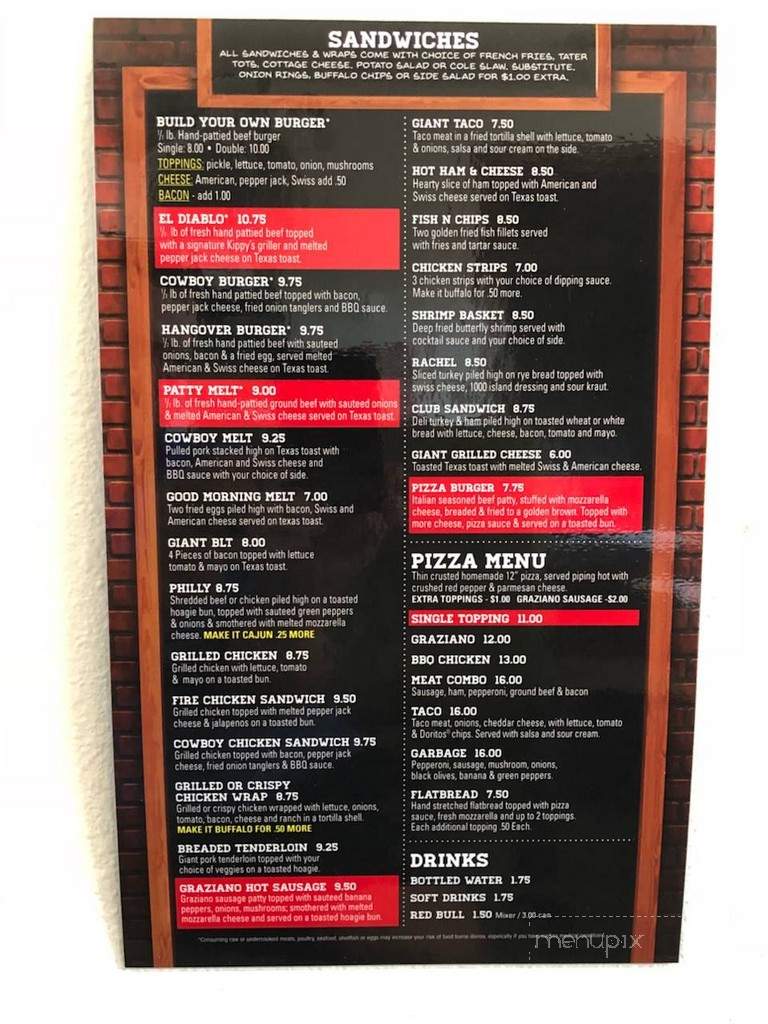 Kippys Place - Elkhart, IA menu_pic