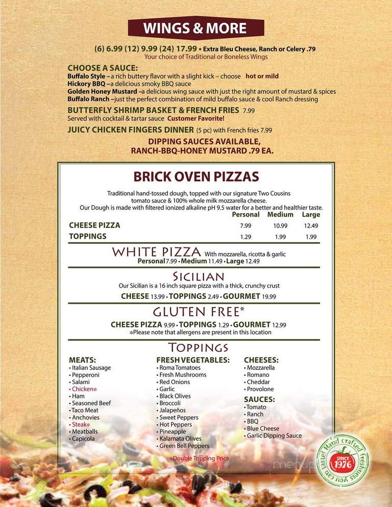 Two Cousins Pizza - Ephrata, PA menu_pic