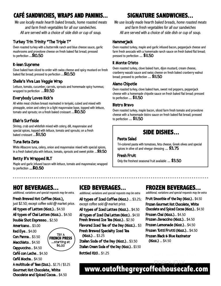 Out of the Grey Coffeehousecafe - Fairview, PA menu_pic