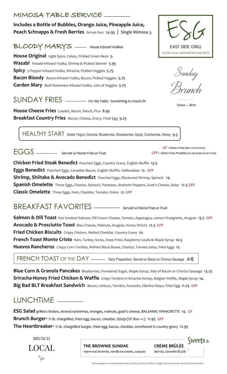 East Side Grill - Fayetteville, AR menu_pic