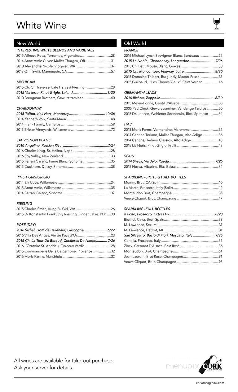 Cork on Saginaw - Flint, MI menu_pic