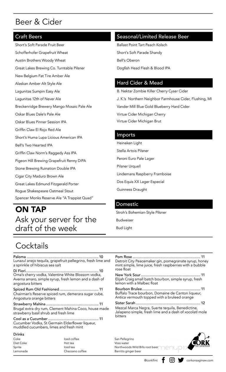 Cork on Saginaw - Flint, MI menu_pic