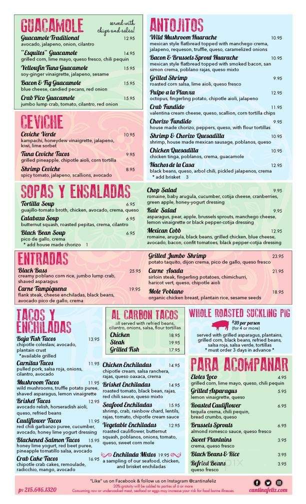 Cantina Feliz - Fort Washington, PA menu_pic