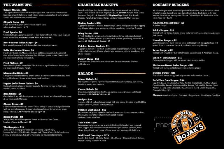 Bojak's Bar and Grille - Franklin, IN menu_pic