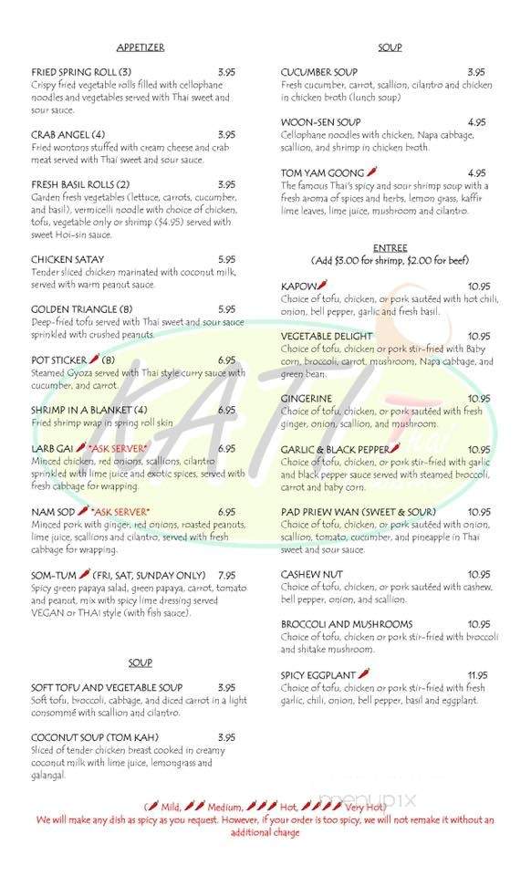 Kati Thai Cuisine - Gadsden, AL menu_pic