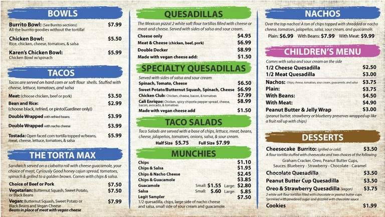 Lisa's Legit Burritos - Gardiner, ME menu_pic