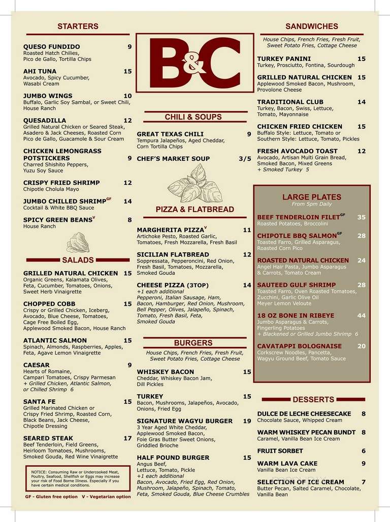 Bonnie Clyde's Hideout - Grapevine, TX menu_pic