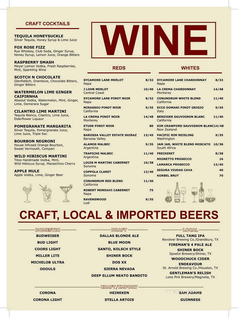 Bonnie Clyde's Hideout - Grapevine, TX menu_pic