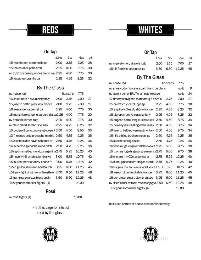 1618 Wine Lounge - Greensboro, NC menu_pic