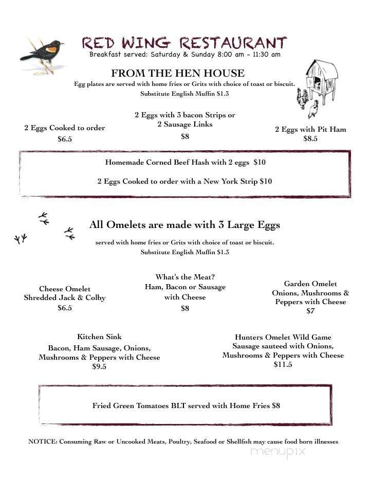Red Wing Restaurant - Groveland, FL menu_pic
