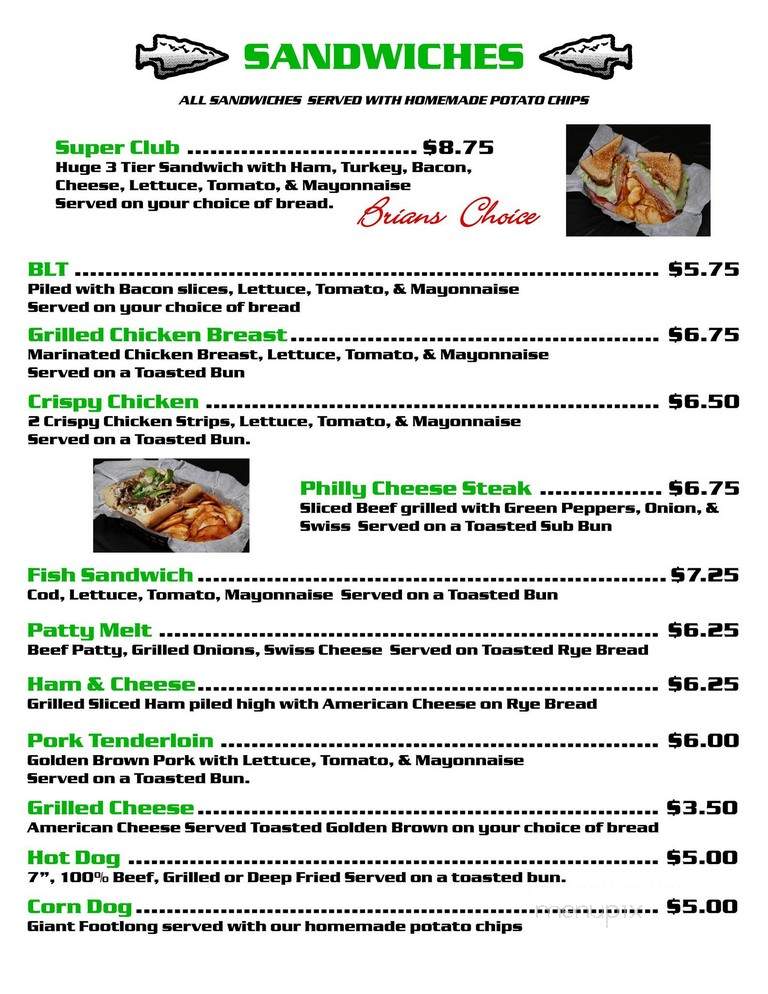 Arrowhead Bar Grill - Hartford, MI menu_pic