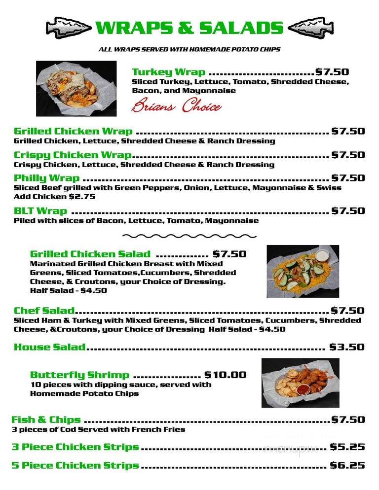 Arrowhead Bar Grill - Hartford, MI menu_pic