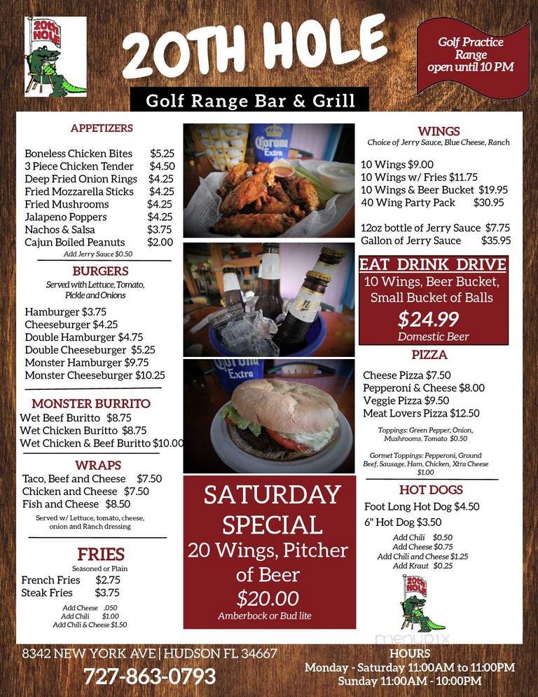 20th Hole Bar Grill - Hudson, FL menu_pic