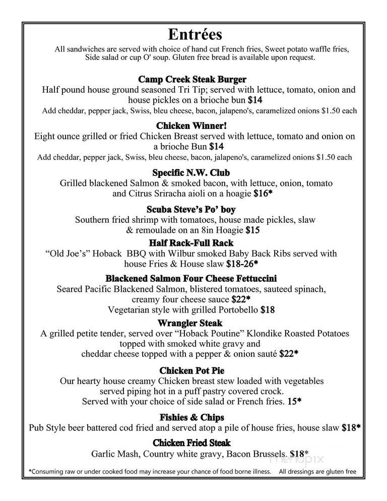 Camp Creek Inn - Jackson, WY menu_pic