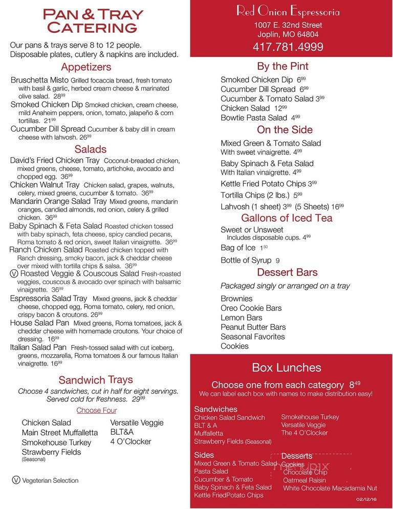 Red Onion Espressoria - Joplin, MO menu_pic
