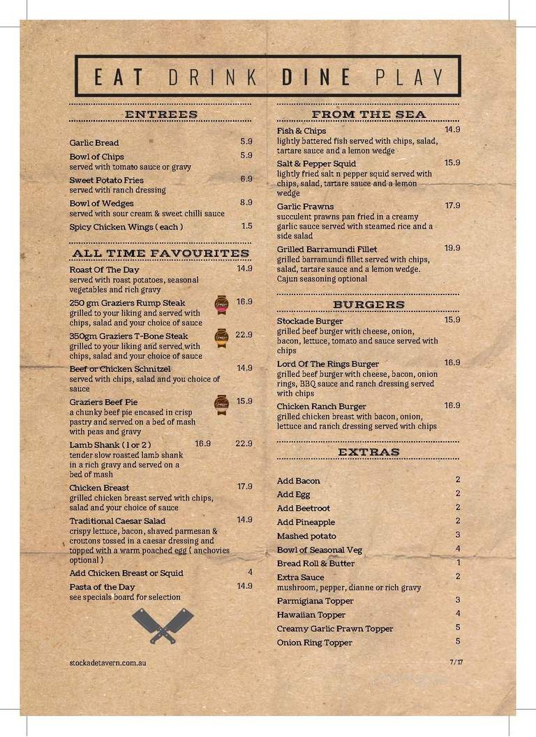 Stockade tavern - Kingston, NY menu_pic
