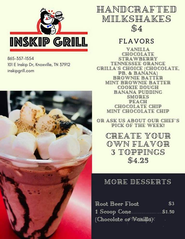 Inskip Grill - Knoxville, TN menu_pic