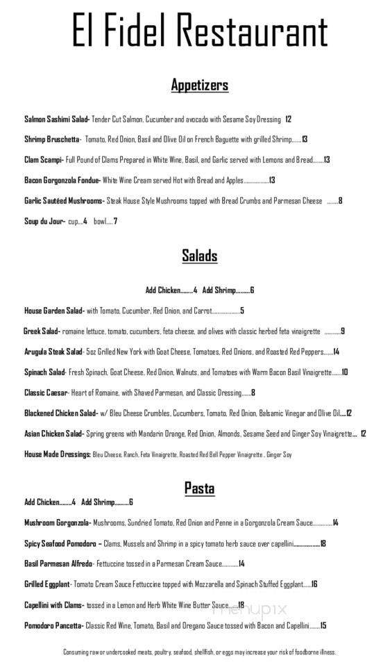 El Fidel - Las Vegas, NM menu_pic