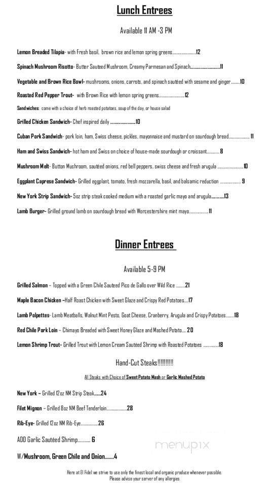 El Fidel - Las Vegas, NM menu_pic