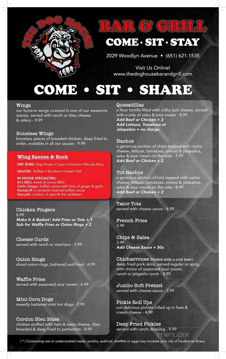 The Dog House Bar Grill - Maplewood, MN menu_pic