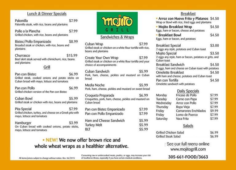 Mojito Grill - Miami, FL menu_pic