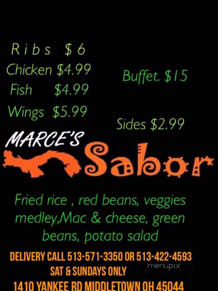 Marce's Sabor - Middletown, OH menu_pic