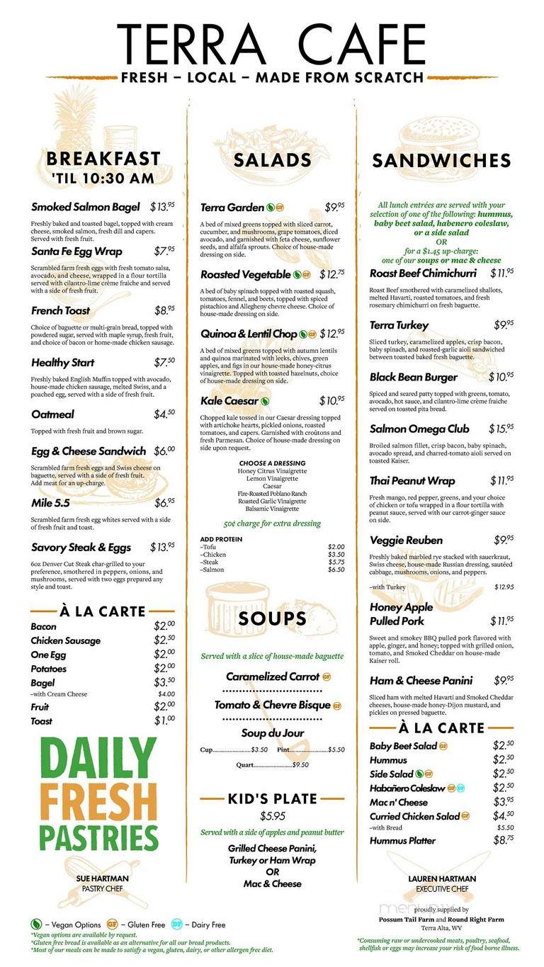 Terra Cafe - Morgantown, WV menu_pic
