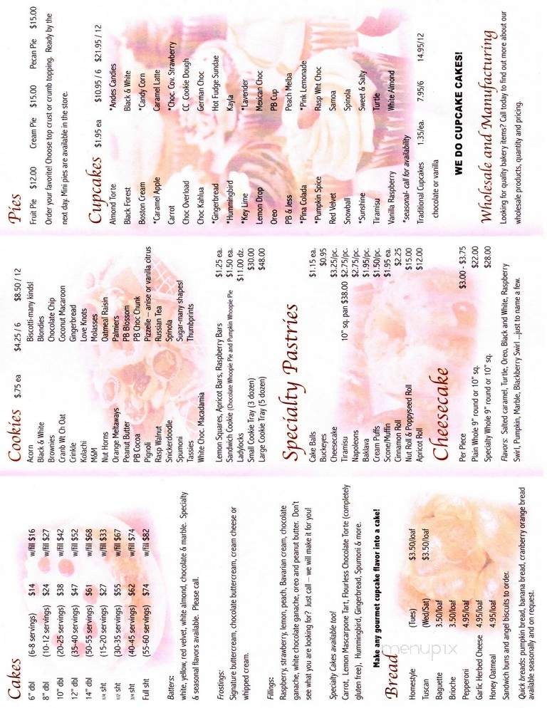 Spinolas Bake Shop - Murrysville, PA menu_pic