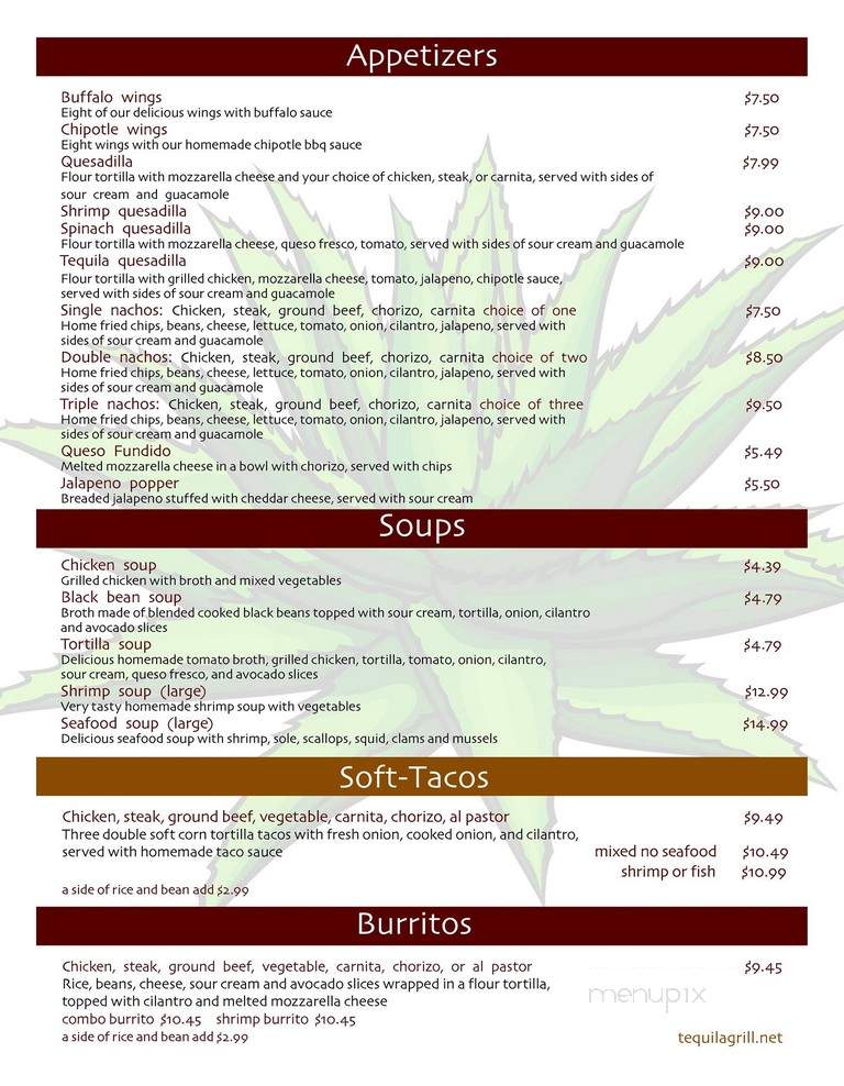 Tequilla Grill - Naugatuck, CT menu_pic