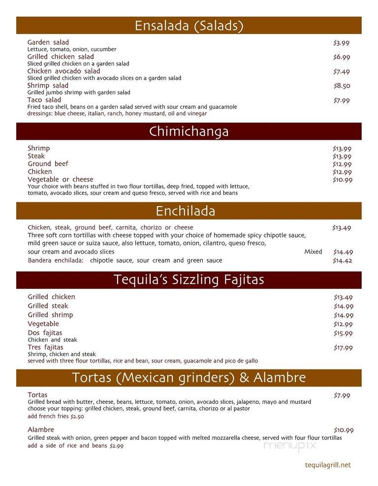 Tequilla Grill - Naugatuck, CT menu_pic
