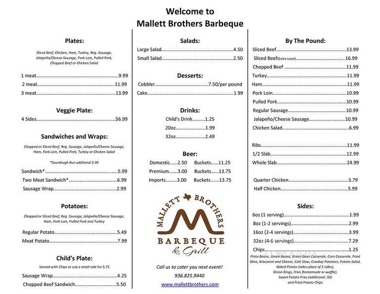 Mallett Brothers Barbeque - Navasota, TX menu_pic