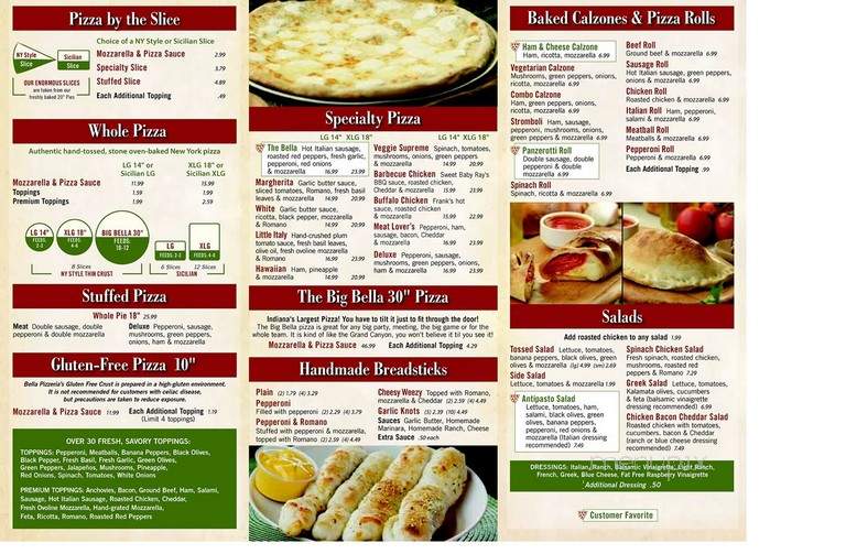Bella Pizzeria - Noblesville, IN menu_pic