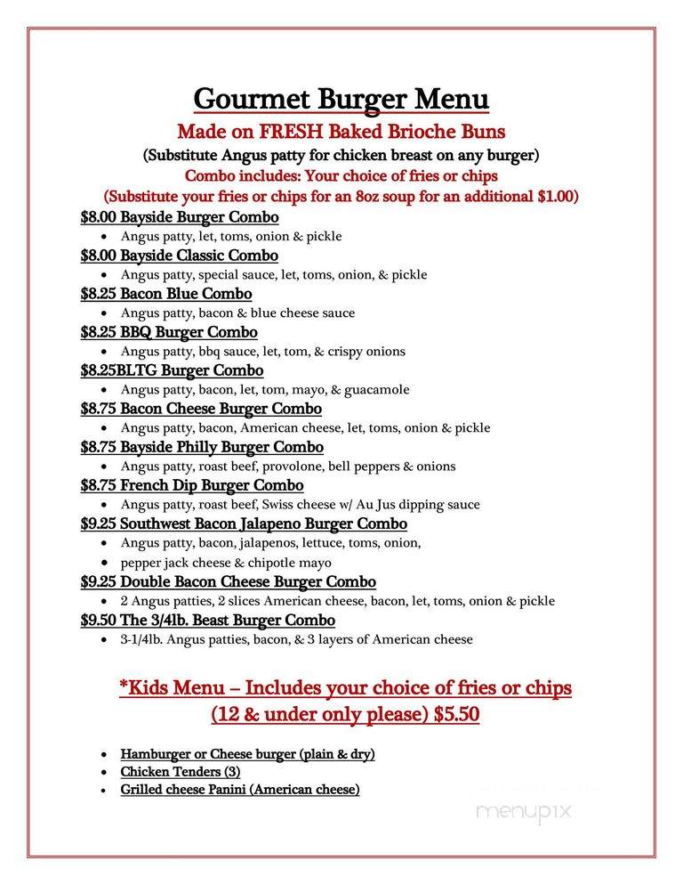 Bayside Bakery - North Bend, OR menu_pic