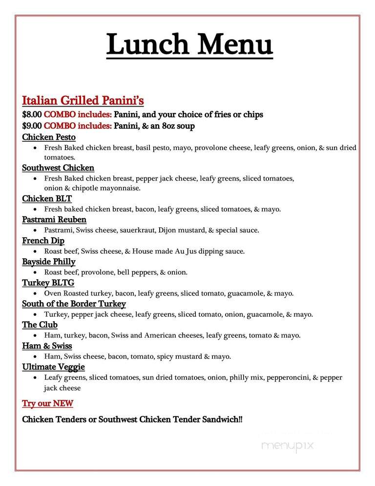 Bayside Bakery - North Bend, OR menu_pic
