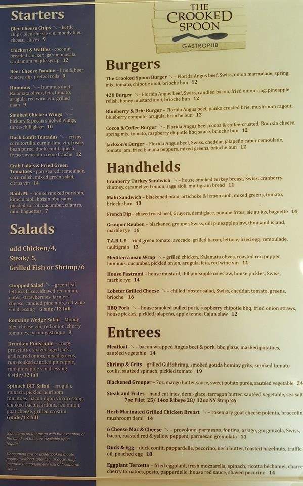 The Crooked Spoon - Orlando, FL menu_pic