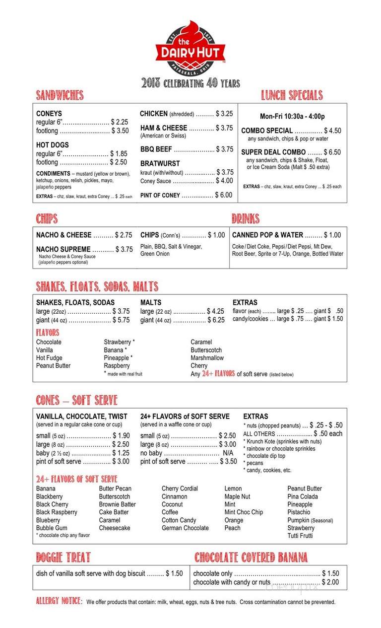 Dairy Hut - Pataskala, OH menu_pic