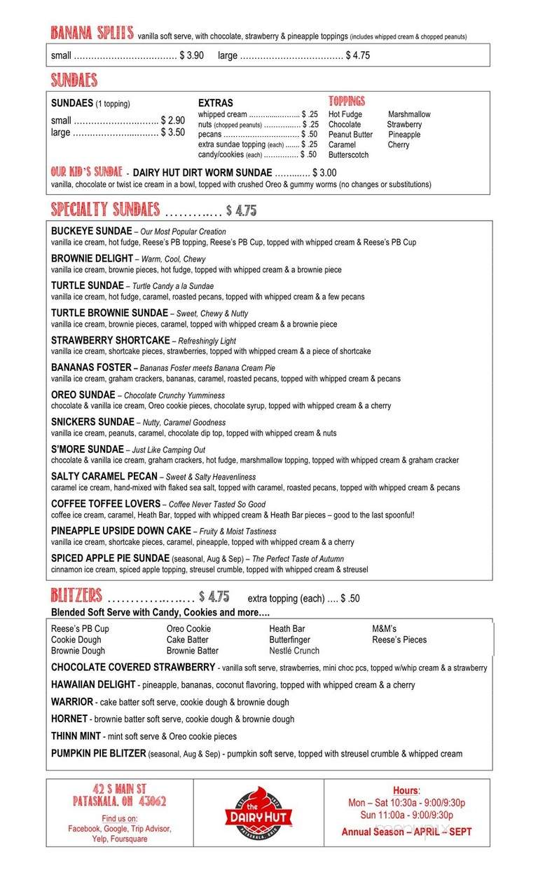 Dairy Hut - Pataskala, OH menu_pic