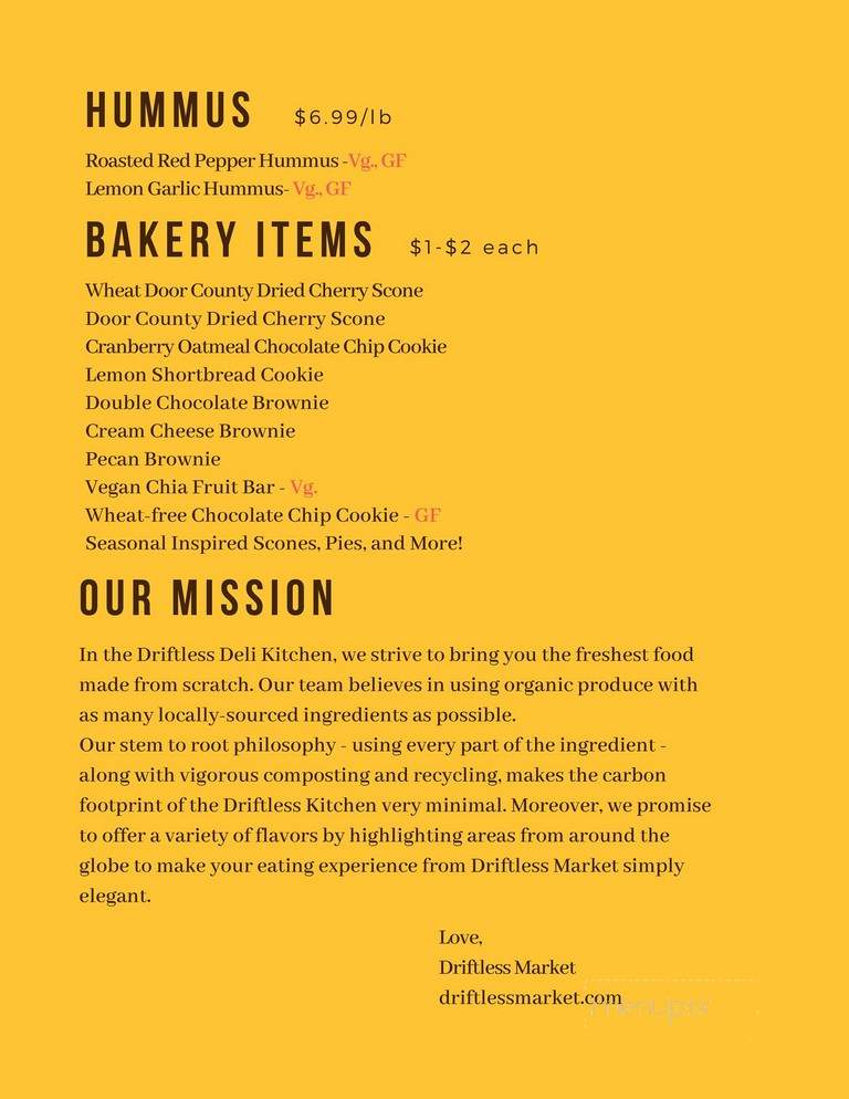 Driftless Market - Platteville, WI menu_pic