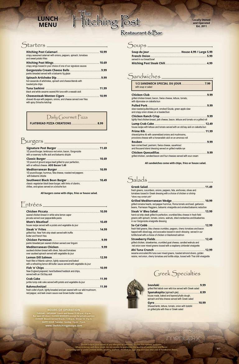 The Hitching Post - Reading, PA menu_pic