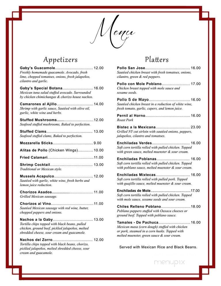 Gaby's Cafe - Rhinebeck, NY menu_pic