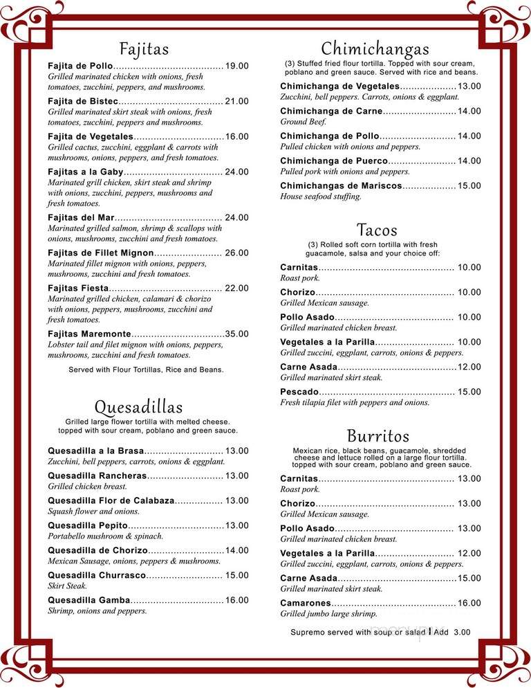 Gaby's Cafe - Rhinebeck, NY menu_pic