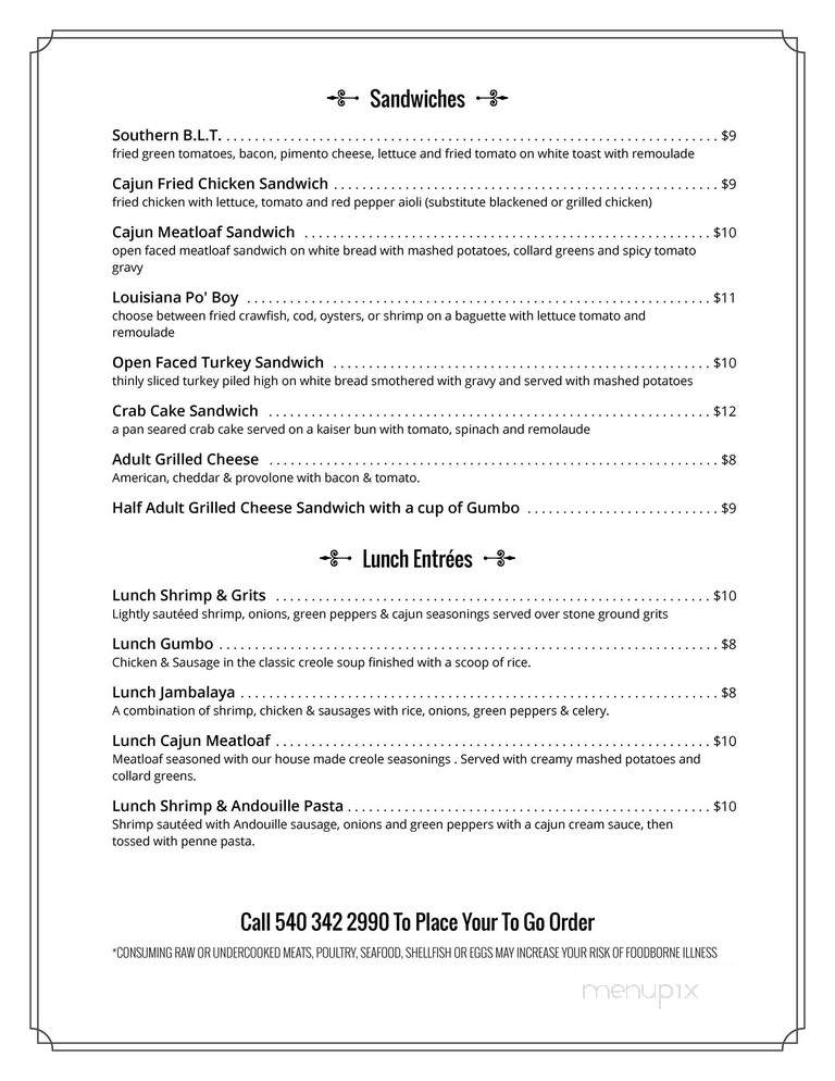 The Quarter - Roanoke, VA menu_pic
