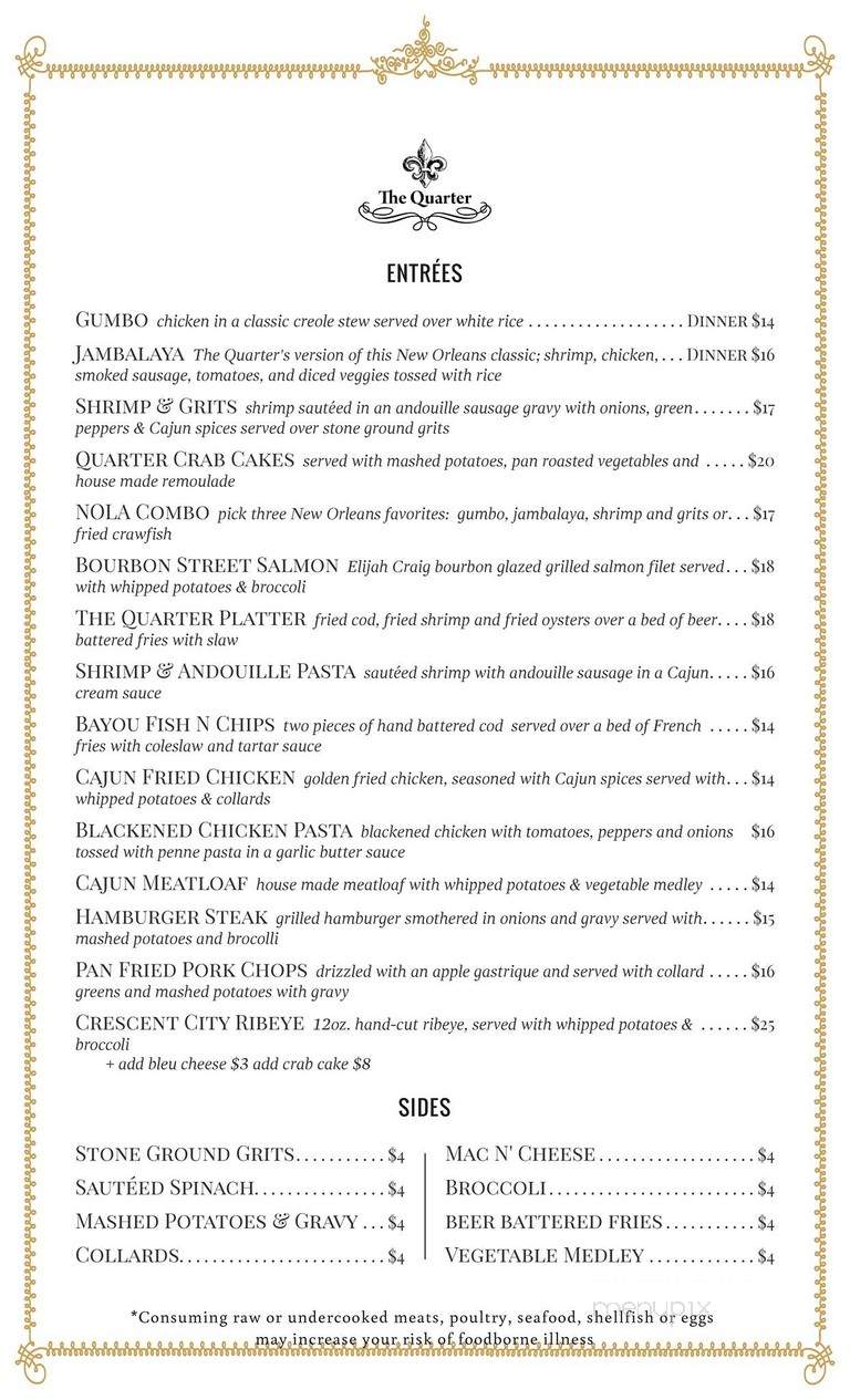 The Quarter - Roanoke, VA menu_pic