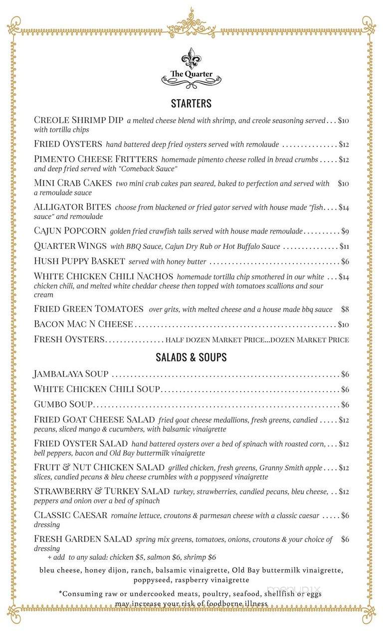 The Quarter - Roanoke, VA menu_pic