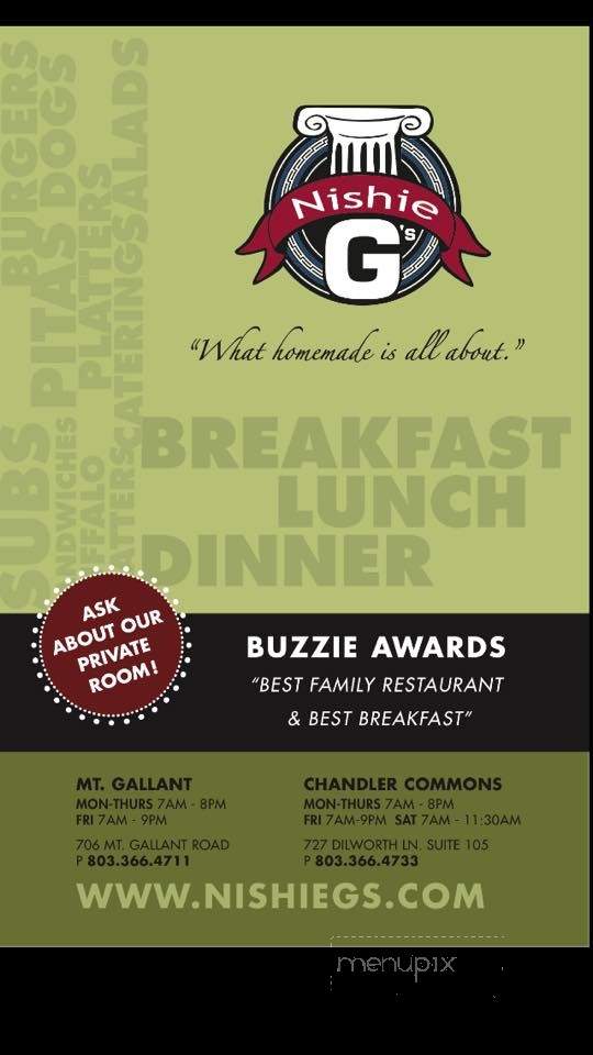 Nishie G's - Rock Hill, SC menu_pic