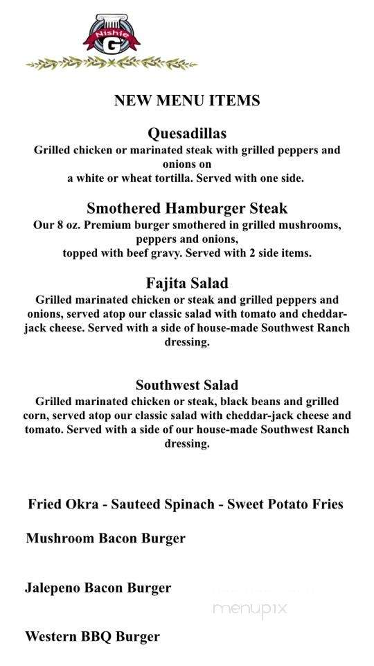 Nishie G's - Rock Hill, SC menu_pic