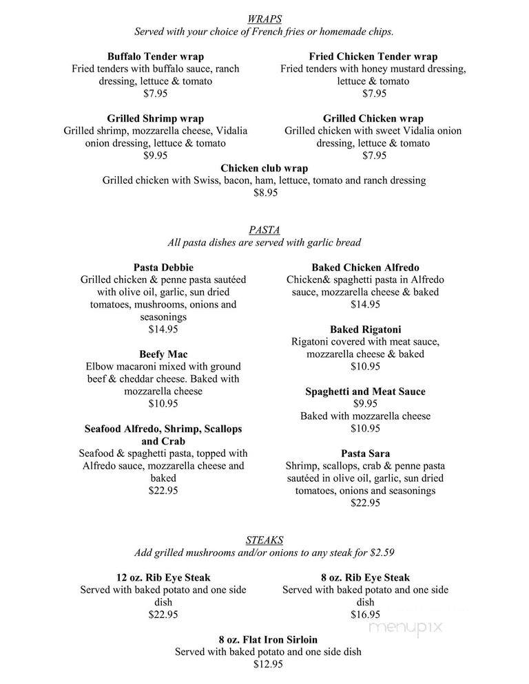 Debbie's Family Restaurant - Saluda, VA menu_pic
