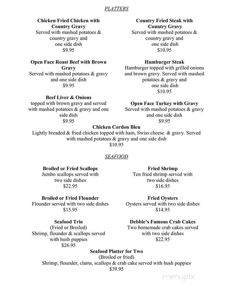 Debbie's Family Restaurant - Saluda, VA menu_pic