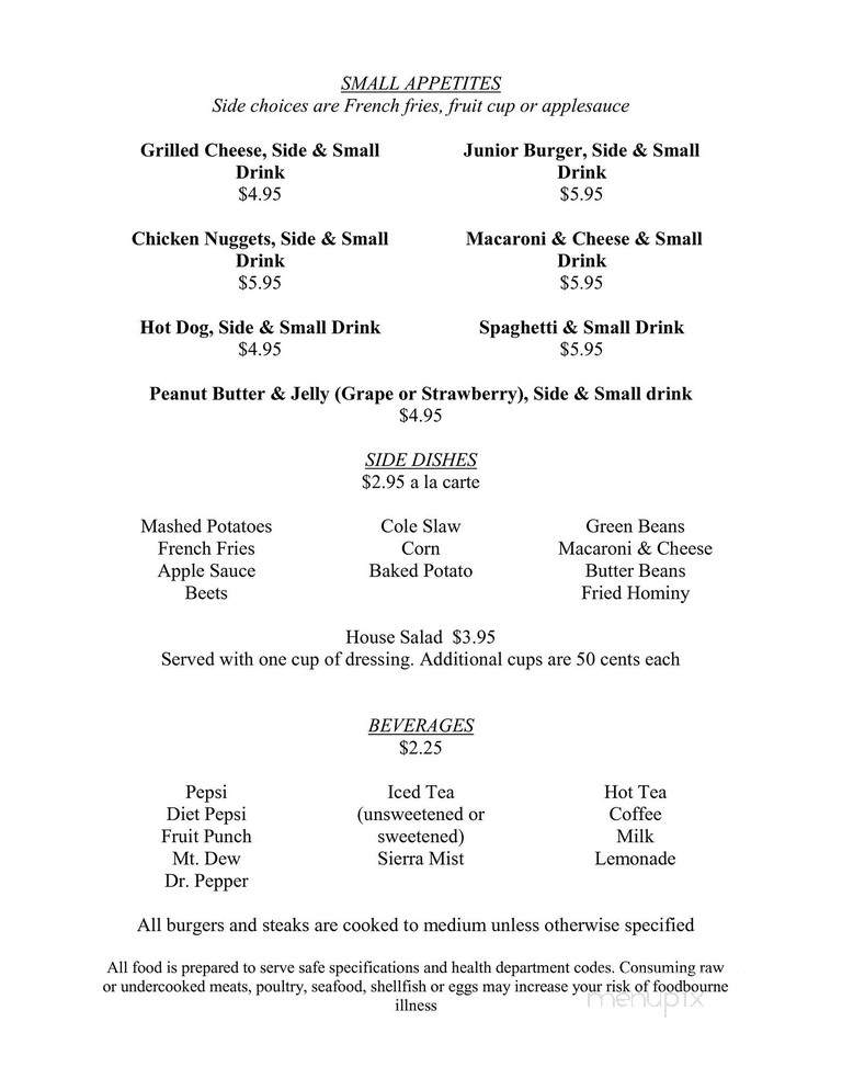 Debbie's Family Restaurant - Saluda, VA menu_pic