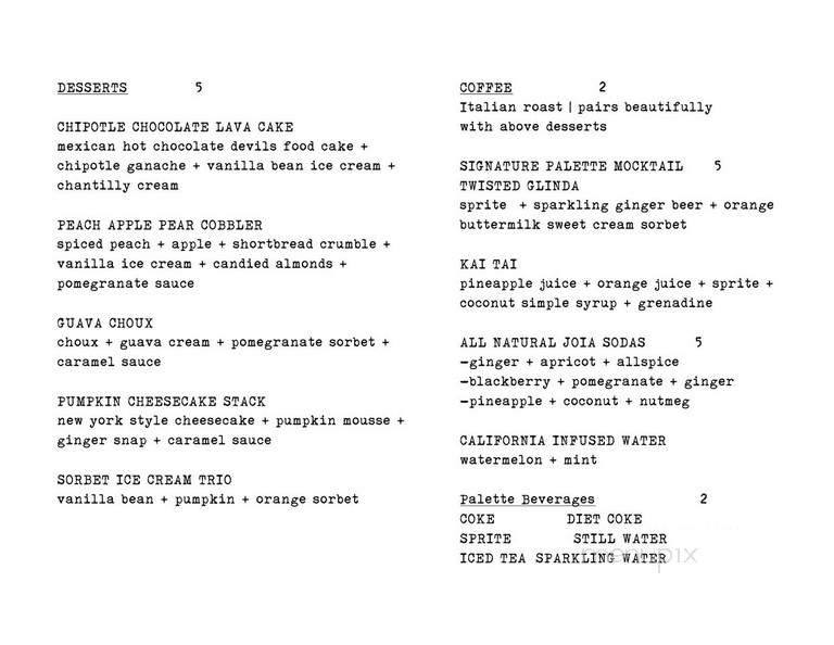 The Palette - San Diego, CA menu_pic